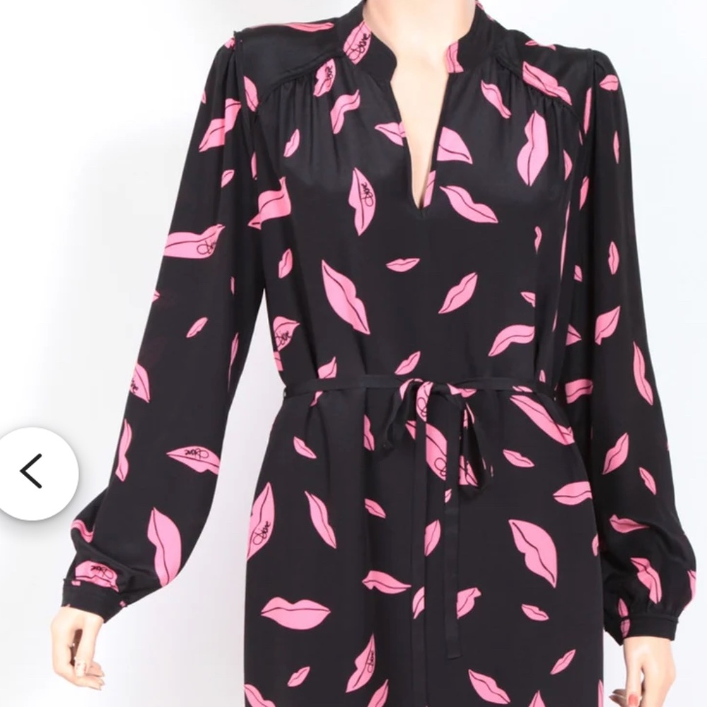 Diane Von Furstenberg iconic lip print shirt dress Large